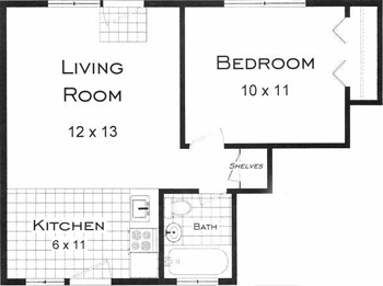 Find one bedroom apartment rentals in Boulder, CO. This is the Cascade Floor Plan.