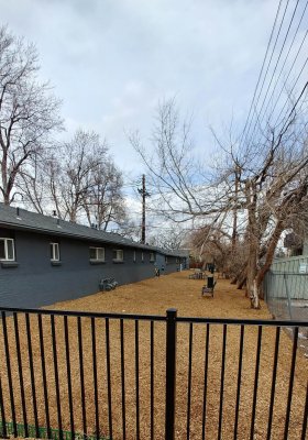 Fenced in dog walking and playing area at our Boulder apartments. We have pet friendly Boulder apartments!